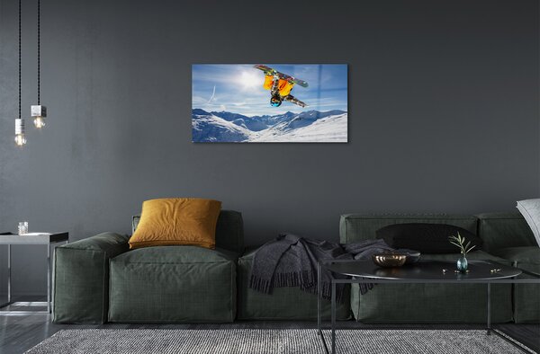 Quadro di vetro L'uomo che si occupa della montagna 100x50 cm 2 appendini