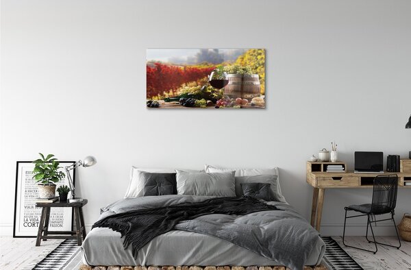 Quadro in vetro Bicchiere da vino autunnale 100x50 cm 2 appendini