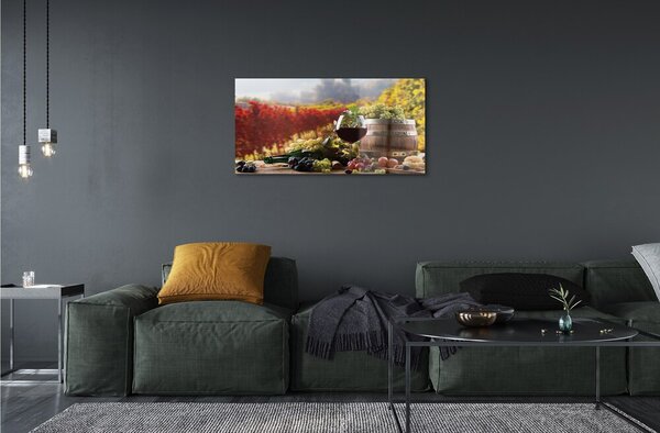 Quadro in vetro Bicchiere da vino autunnale 100x50 cm 2 appendini