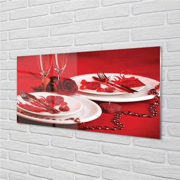 Quadro di vetro Occhiali rosa di cuori 100x50 cm 2 appendini