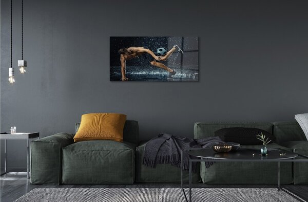Quadro di vetro Pioggia di palloni da uomo 100x50 cm 2 appendini