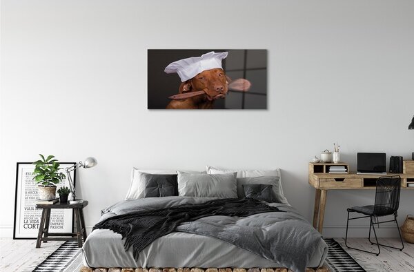 Quadro in vetro Cane cuoco 100x50 cm 2 appendini