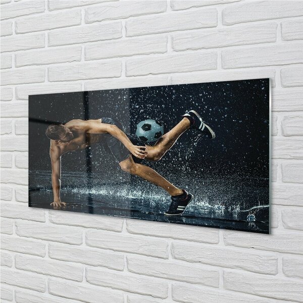 Quadro di vetro Pioggia di palloni da uomo 100x50 cm 2 appendini