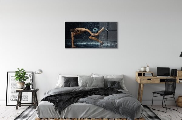 Quadro di vetro Pioggia di palloni da uomo 100x50 cm 2 appendini