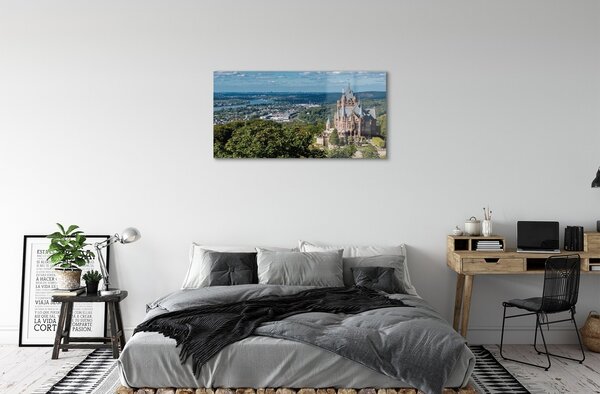 Quadro di vetro Germania castello panoramico della città 100x50 cm 2 appendini