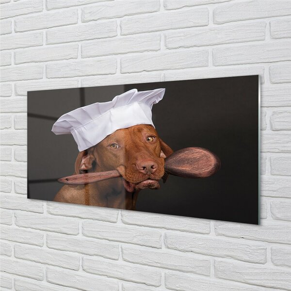Quadro in vetro Cane cuoco 100x50 cm 2 appendini