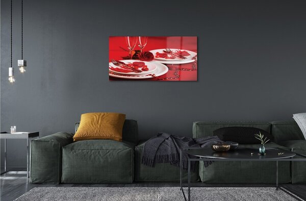 Quadro di vetro Occhiali rosa di cuori 100x50 cm 2 appendini
