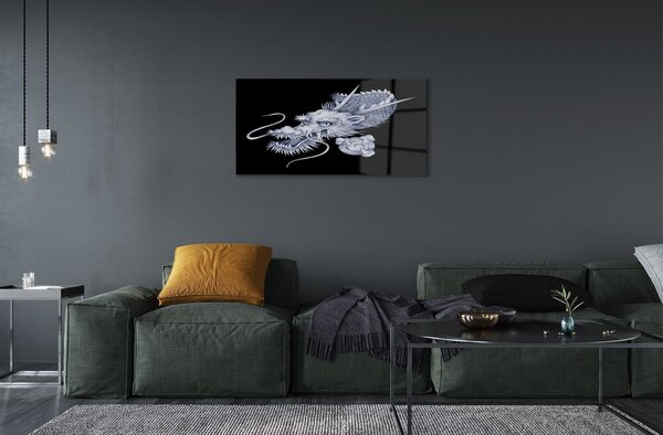 Quadro di vetro Testa di drago giapponese 100x50 cm 2 appendini