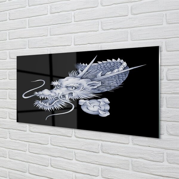 Quadro di vetro Testa di drago giapponese 100x50 cm 2 appendini