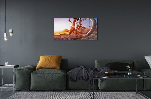 Quadro in vetro Bicicletta strada di montagna ovest 100x50 cm 2 appendini