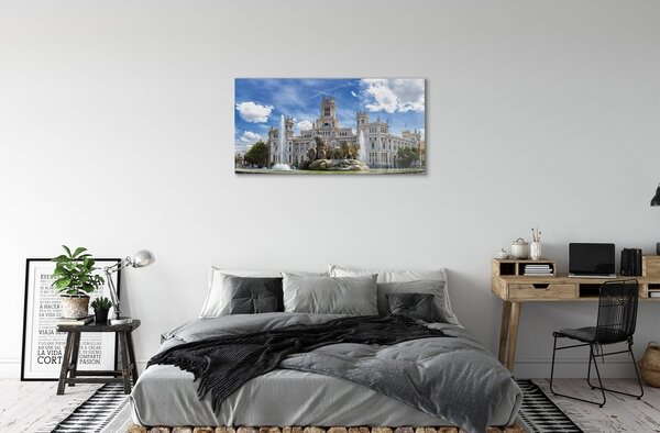 Quadro in vetro Spagna palazzo delle fontane madrid 100x50 cm 2 appendini