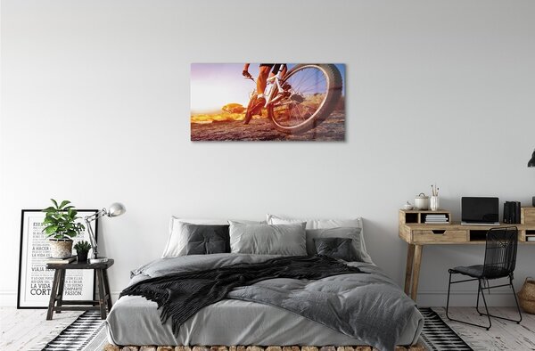 Quadro in vetro Bicicletta strada di montagna ovest 100x50 cm 2 appendini