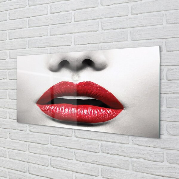 Quadro vetro Labbra rosse naso donna 100x50 cm 2 appendini
