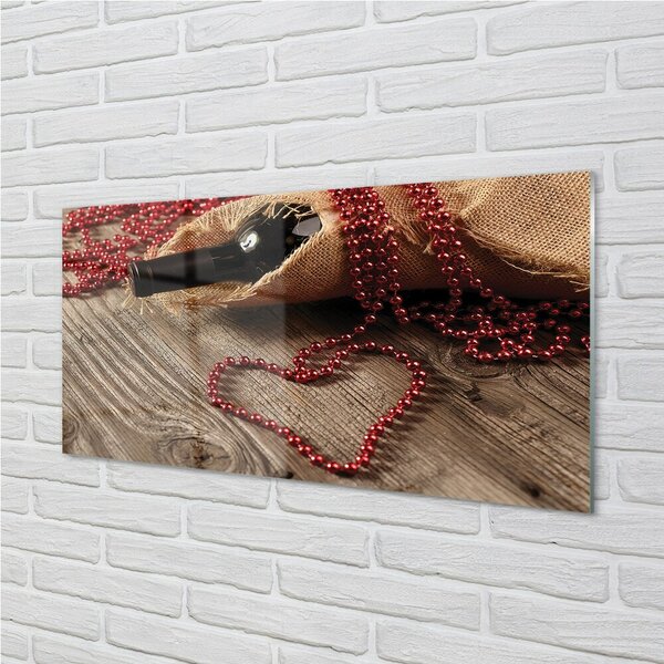 Quadro su vetro Perline cuore di vino 100x50 cm 2 appendini