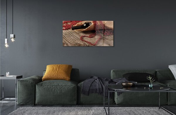 Quadro su vetro Perline cuore di vino 100x50 cm 2 appendini