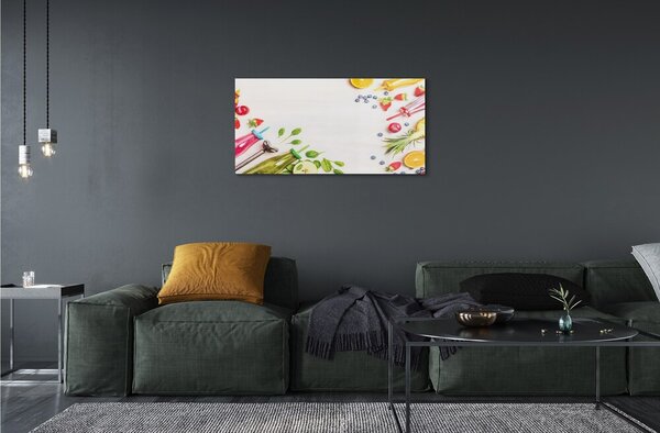 Quadro vetro Cocktail bottiglie cannucce spinaci 100x50 cm 2 appendini