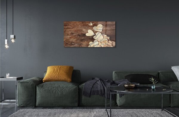 Quadro di vetro Note di cuore 100x50 cm 2 appendini