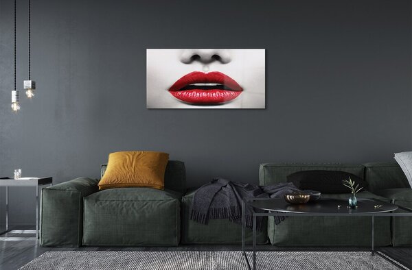 Quadro vetro Labbra rosse naso donna 100x50 cm 2 appendini