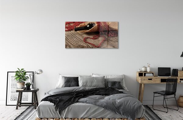 Quadro su vetro Perline cuore di vino 100x50 cm 2 appendini