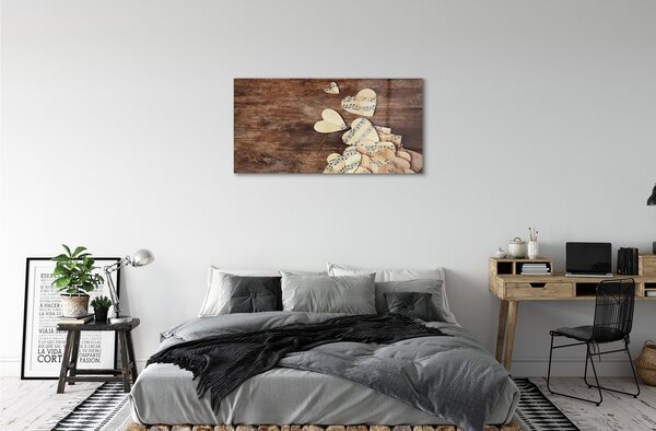 Quadro di vetro Note di cuore 100x50 cm 2 appendini