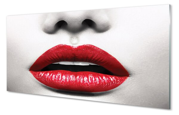 Quadro vetro Labbra rosse naso donna 100x50 cm 2 appendini