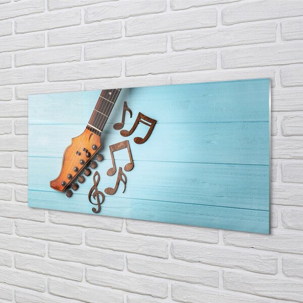 Quadro di vetro Spartiti per chitarra 100x50 cm 2 appendini