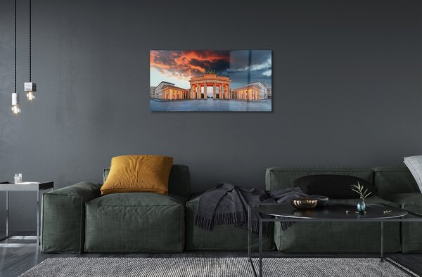 Quadro in vetro Germania porta di brandeburgo 100x50 cm 2 appendini