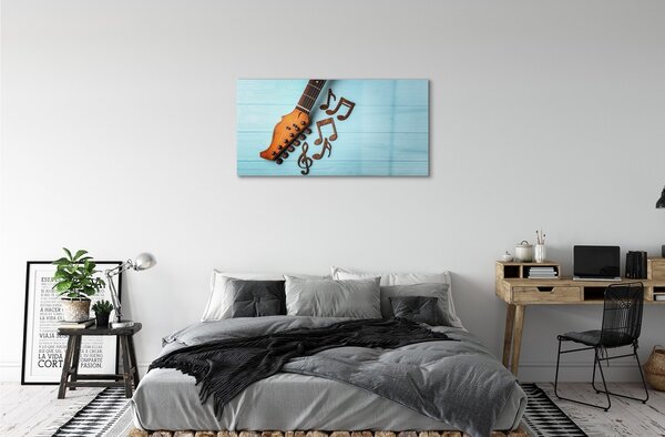 Quadro di vetro Spartiti per chitarra 100x50 cm 2 appendini