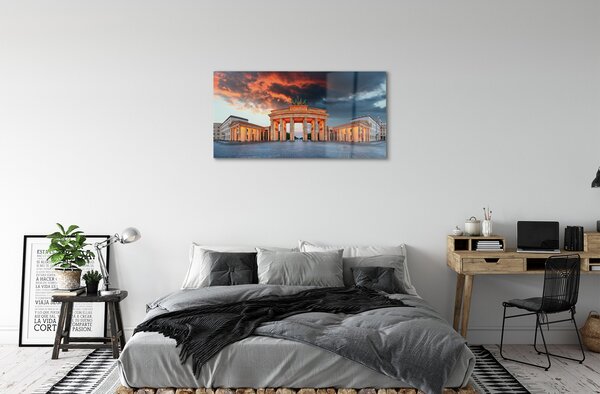 Quadro in vetro Germania porta di brandeburgo 100x50 cm 2 appendini