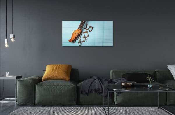 Quadro di vetro Spartiti per chitarra 100x50 cm 2 appendini