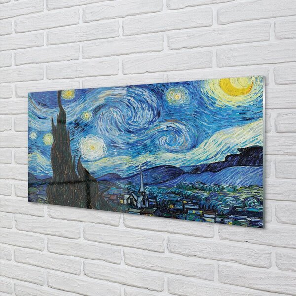 Quadro in vetro Notte stellata - vincent van gogh 100x50 cm 2 appendini
