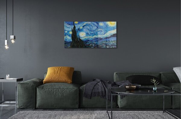 Quadro in vetro Notte stellata - vincent van gogh 100x50 cm 2 appendini