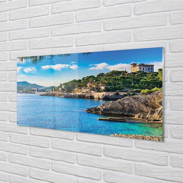 Quadro vetro Spagna costa del mare montagne 100x50 cm 2 appendini