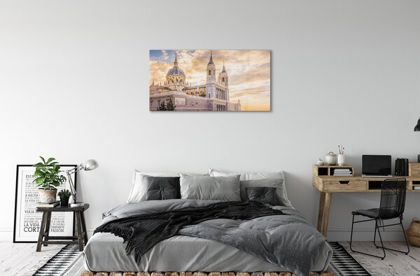 Quadro su vetro Spagna cattedrale al tramonto 100x50 cm 2 appendini