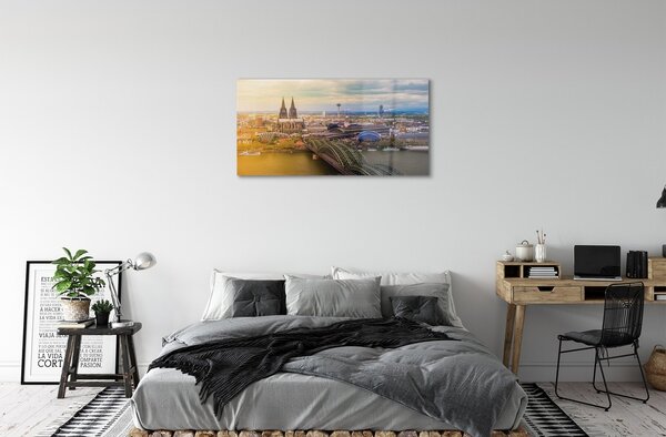 Quadro vetro Germania ponti panoramici sul fiume 100x50 cm 2 appendini