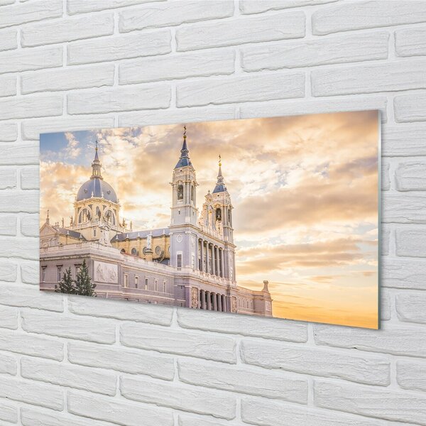 Quadro su vetro Spagna cattedrale al tramonto 100x50 cm 2 appendini