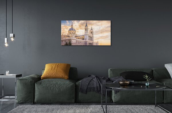 Quadro su vetro Spagna cattedrale al tramonto 100x50 cm 2 appendini