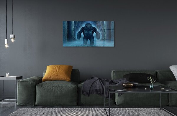 Quadro di vetro Alberi della foresta dei gorilla 100x50 cm 2 appendini