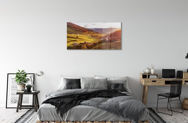 Quadro vetro Germania edifici forestali della valle 100x50 cm 2 appendini