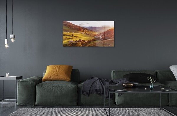 Quadro vetro Germania edifici forestali della valle 100x50 cm 2 appendini