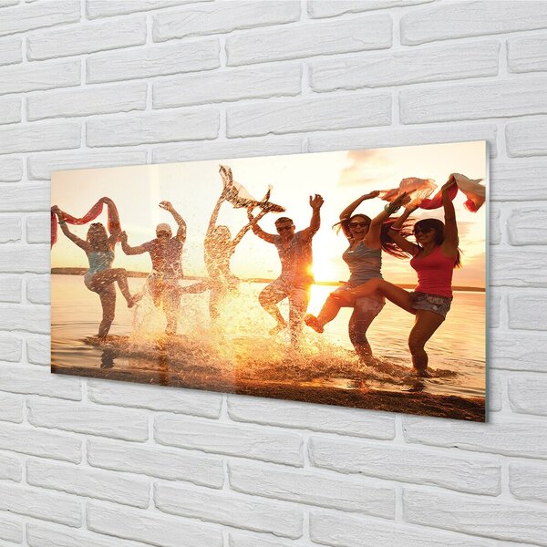 Quadro di vetro Persone mare ovest 100x50 cm 2 appendini