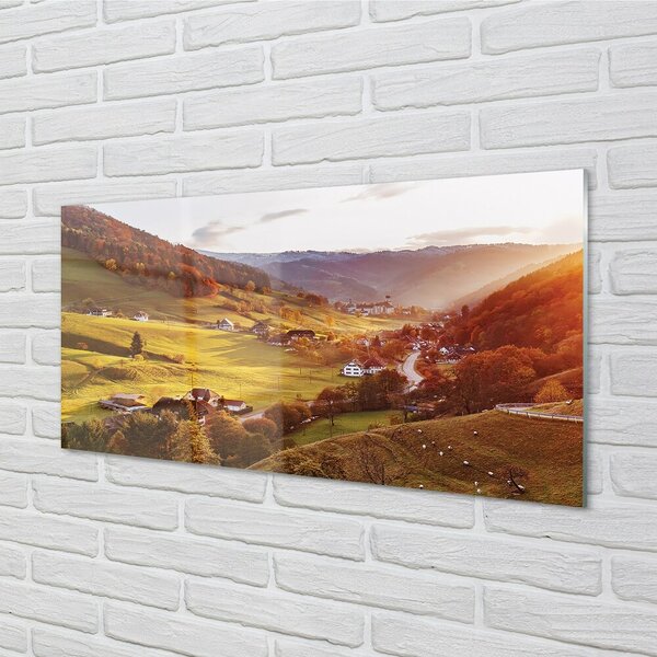 Quadro vetro Germania edifici forestali della valle 100x50 cm 2 appendini