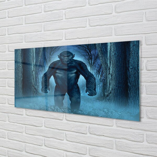 Quadro di vetro Alberi della foresta dei gorilla 100x50 cm 2 appendini