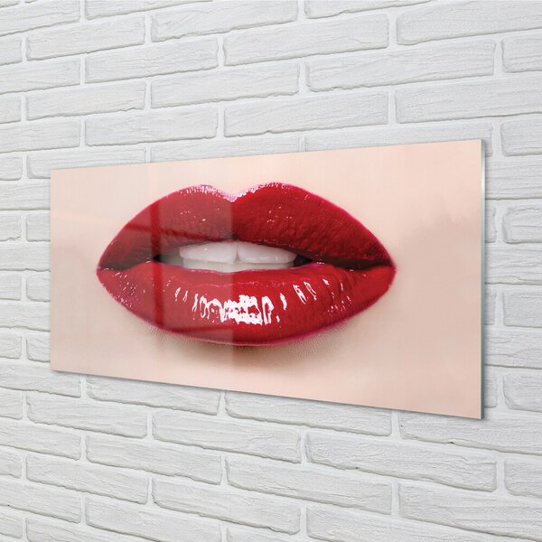 Quadro in vetro Labbra rosse 100x50 cm 2 appendini