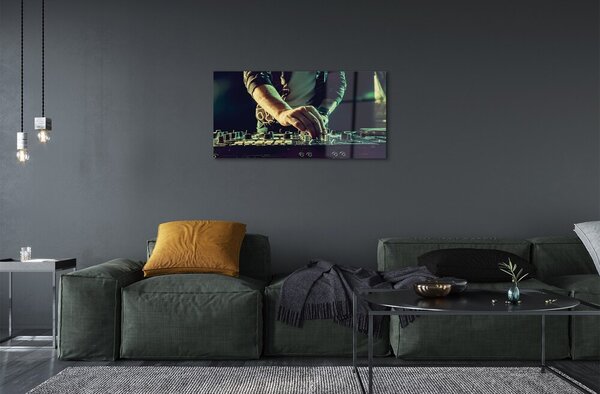 Quadro vetro Cuffie per console dj 100x50 cm 2 appendini
