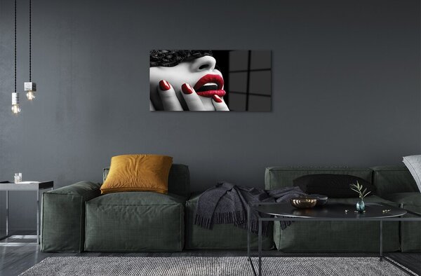 Quadro vetro Unghie della bocca femminile 100x50 cm 2 appendini