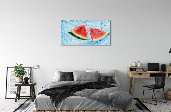 Quadro su vetro Acqua di anguria 100x50 cm 2 appendini