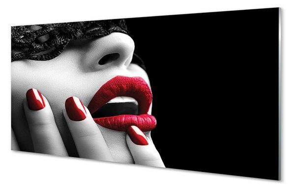 Quadro vetro Unghie della bocca femminile 100x50 cm 2 appendini