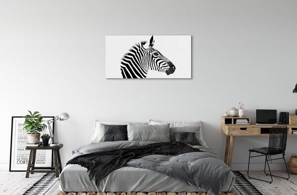 Quadro in vetro Illustrazione di una zebra 100x50 cm 2 appendini