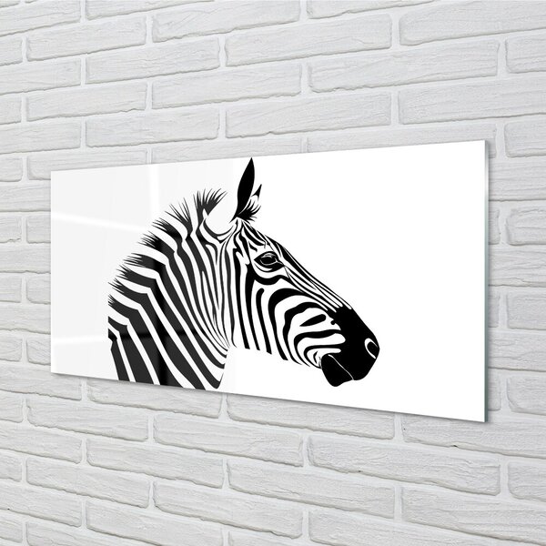 Quadro in vetro Illustrazione di una zebra 100x50 cm 2 appendini